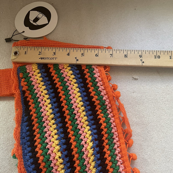 Capsulle Crochet Top Women Large Multicolor Colorful Cropped Sleeveless Festival - Picture 7 of 8